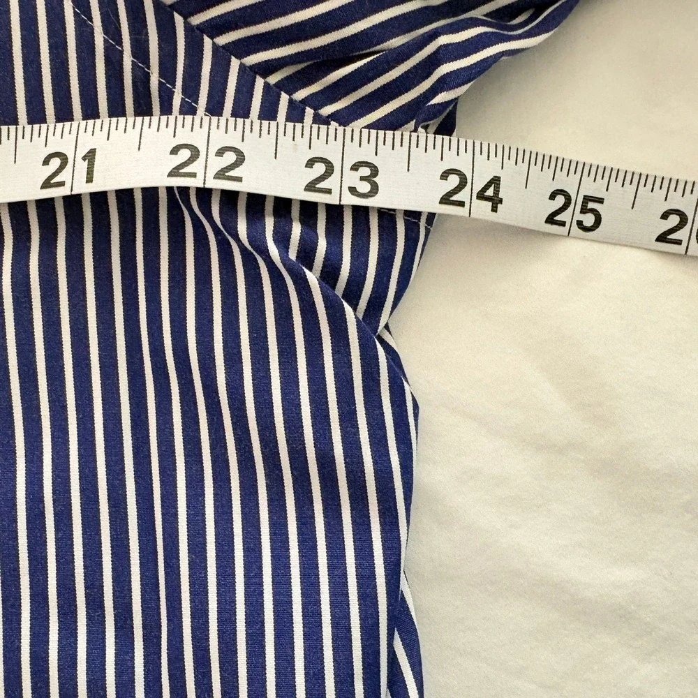 Polo Ralph Lauren Regent Custom Fit Striped Shirt Mens 17 Blue White Long Sleeve